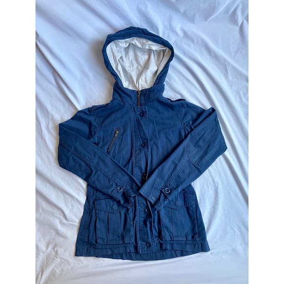 Rip Curl Blue Removable Hood Jacket Women's Utility Military Coat - Picture 1 of 8